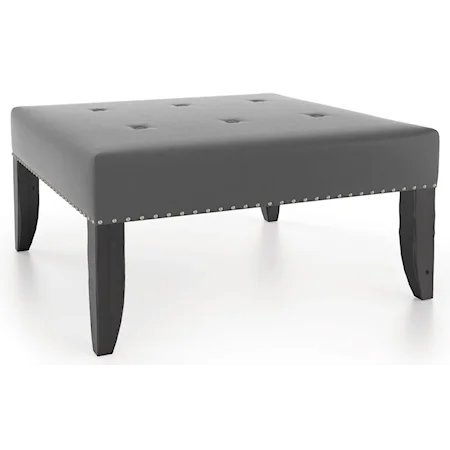 Customizable Square Ottoman with Tufting & Pewter Nailheads